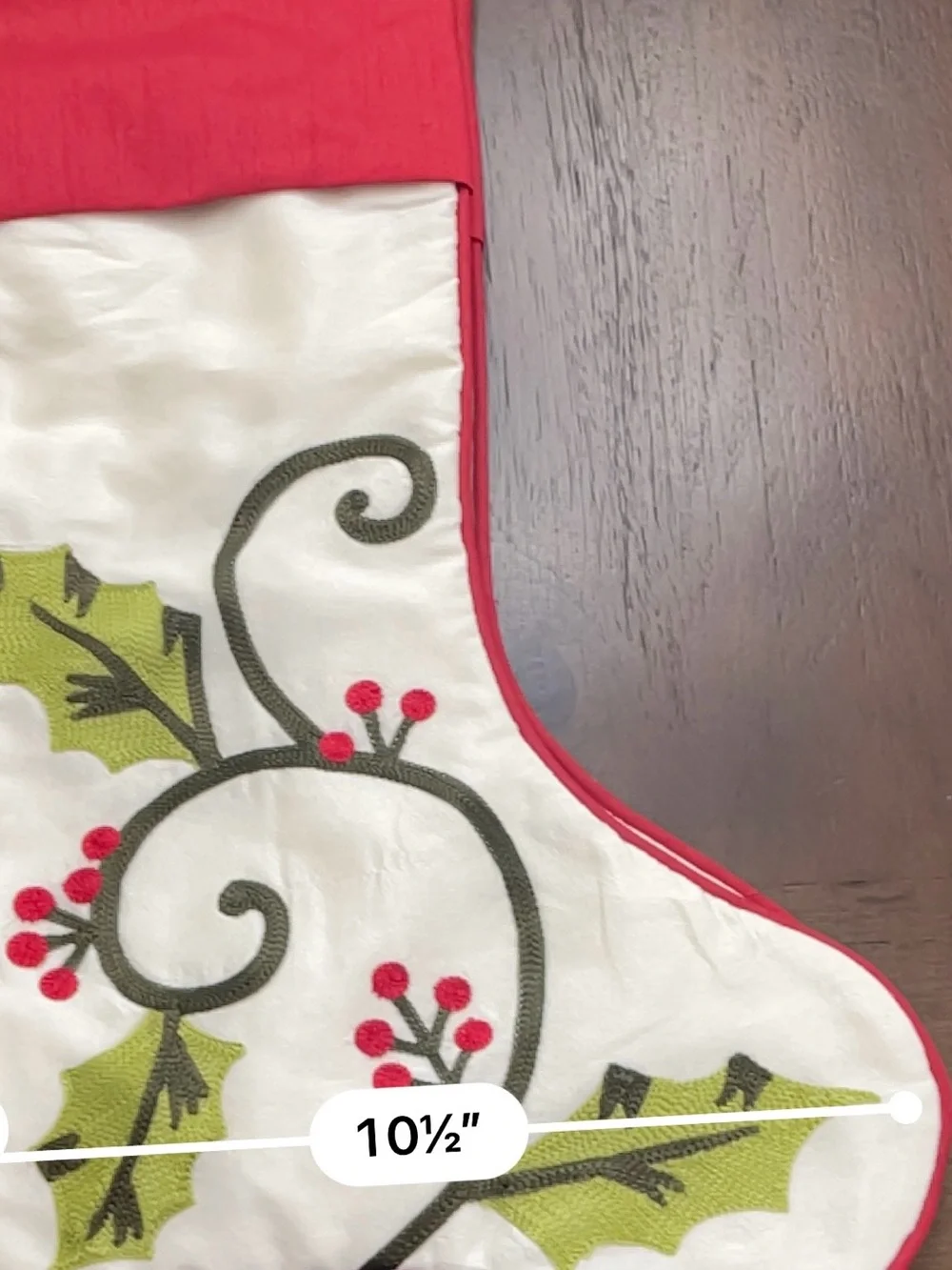 Vintage Festive Red & White Holly Christmas Stockings - Pair